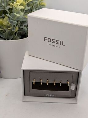 Fossil Gold Baguette Huggie Earring Set – Set of 3 Pairs – NIB
